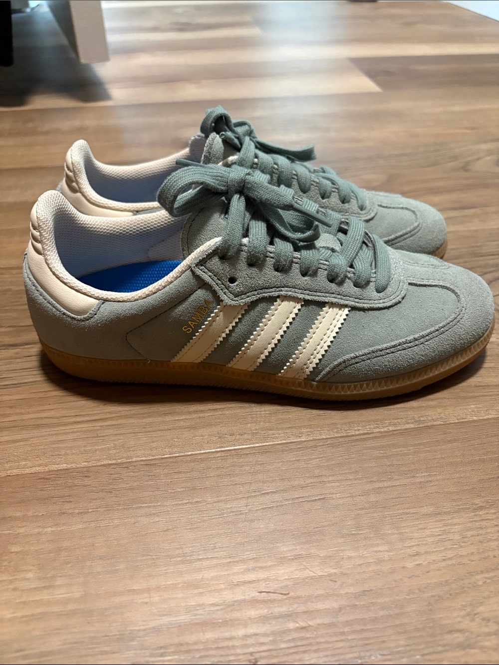 adidas Samba Suede Sneakers in Sage Green and Off-White